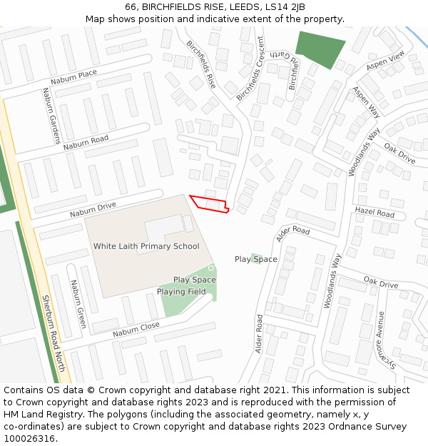 66, BIRCHFIELDS RISE, LEEDS, LS14 2JB: Location map and indicative extent of plot