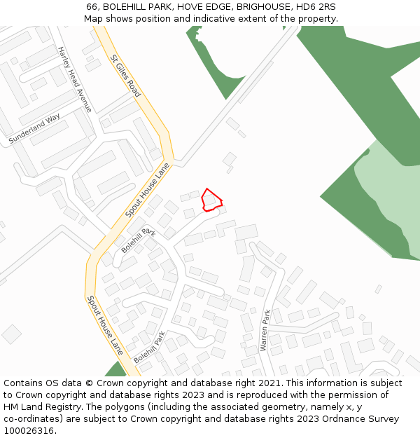 66, BOLEHILL PARK, HOVE EDGE, BRIGHOUSE, HD6 2RS: Location map and indicative extent of plot