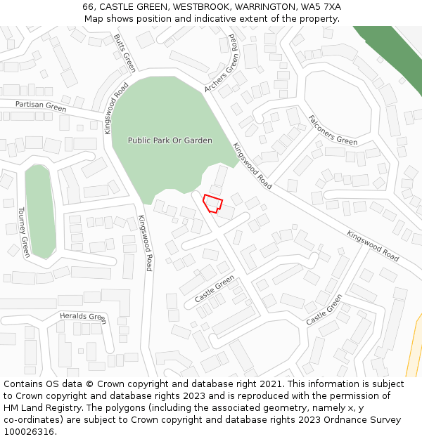 66, CASTLE GREEN, WESTBROOK, WARRINGTON, WA5 7XA: Location map and indicative extent of plot