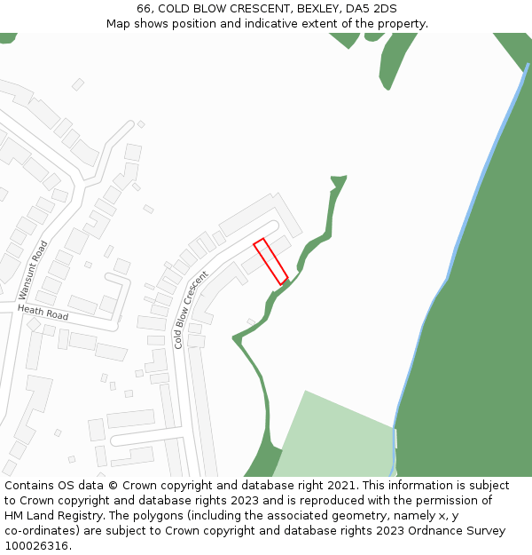 66, COLD BLOW CRESCENT, BEXLEY, DA5 2DS: Location map and indicative extent of plot