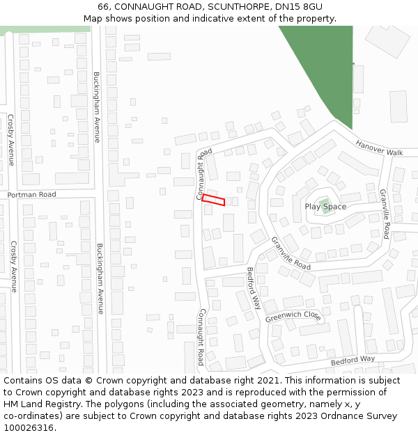 66, CONNAUGHT ROAD, SCUNTHORPE, DN15 8GU: Location map and indicative extent of plot