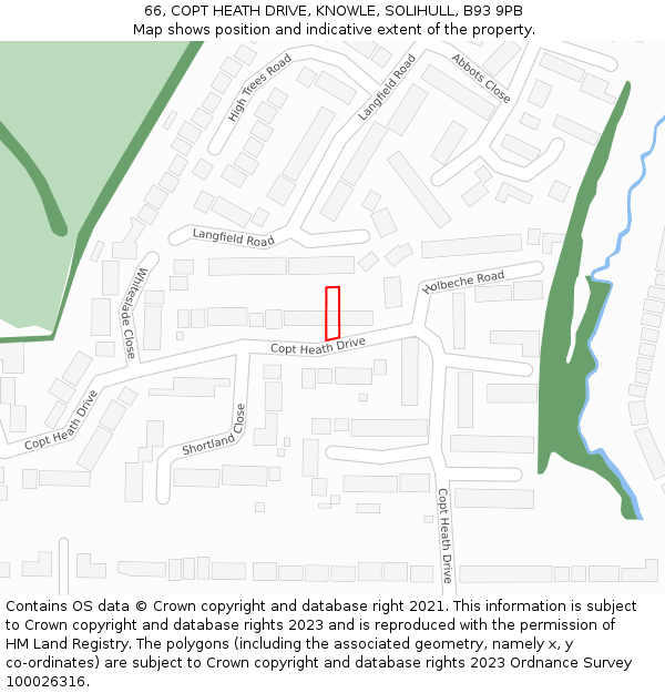 66, COPT HEATH DRIVE, KNOWLE, SOLIHULL, B93 9PB: Location map and indicative extent of plot