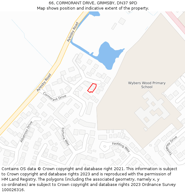 66, CORMORANT DRIVE, GRIMSBY, DN37 9PD: Location map and indicative extent of plot