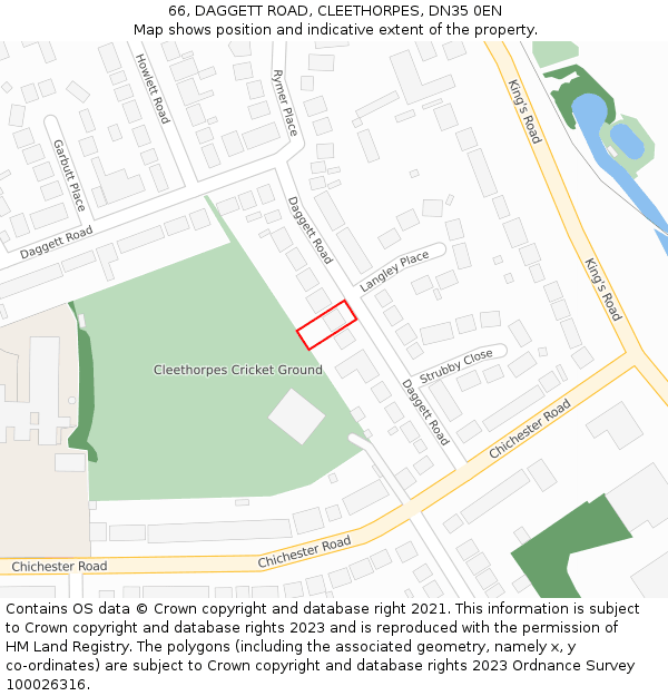 66, DAGGETT ROAD, CLEETHORPES, DN35 0EN: Location map and indicative extent of plot