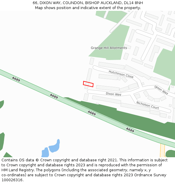 66, DIXON WAY, COUNDON, BISHOP AUCKLAND, DL14 8NH: Location map and indicative extent of plot