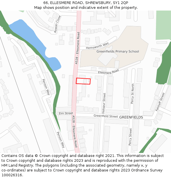 66, ELLESMERE ROAD, SHREWSBURY, SY1 2QP: Location map and indicative extent of plot