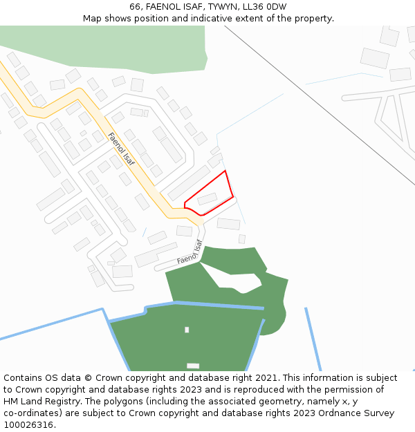 66, FAENOL ISAF, TYWYN, LL36 0DW: Location map and indicative extent of plot