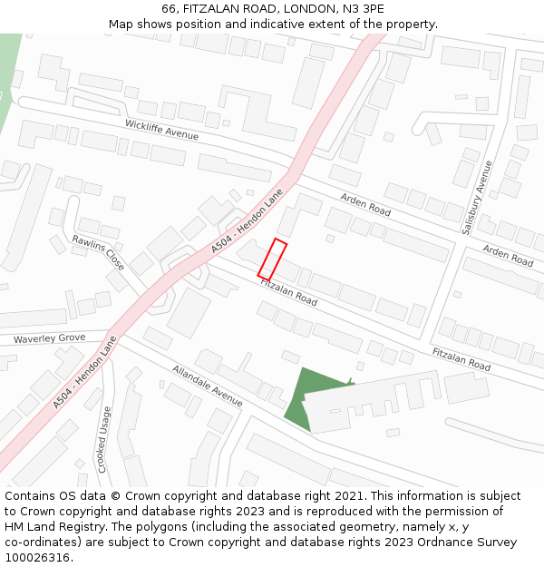 66, FITZALAN ROAD, LONDON, N3 3PE: Location map and indicative extent of plot