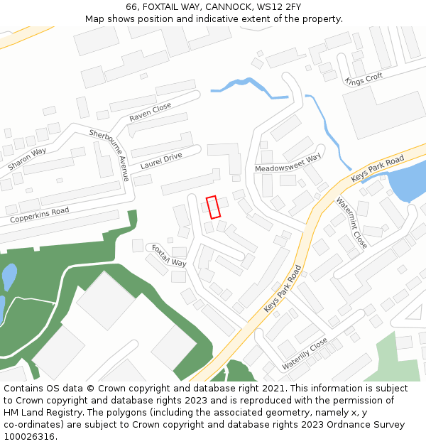 66, FOXTAIL WAY, CANNOCK, WS12 2FY: Location map and indicative extent of plot