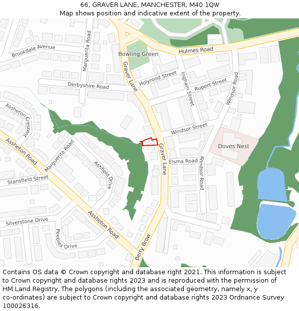 66, GRAVER LANE, MANCHESTER, M40 1QW: Location map and indicative extent of plot