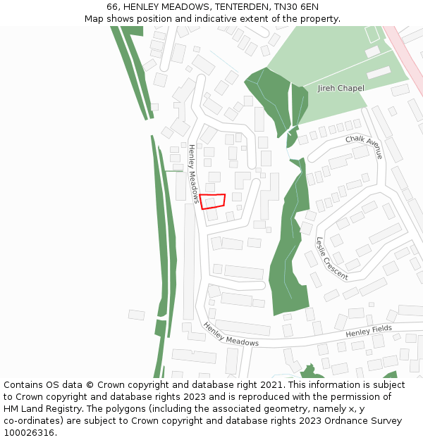 66, HENLEY MEADOWS, TENTERDEN, TN30 6EN: Location map and indicative extent of plot