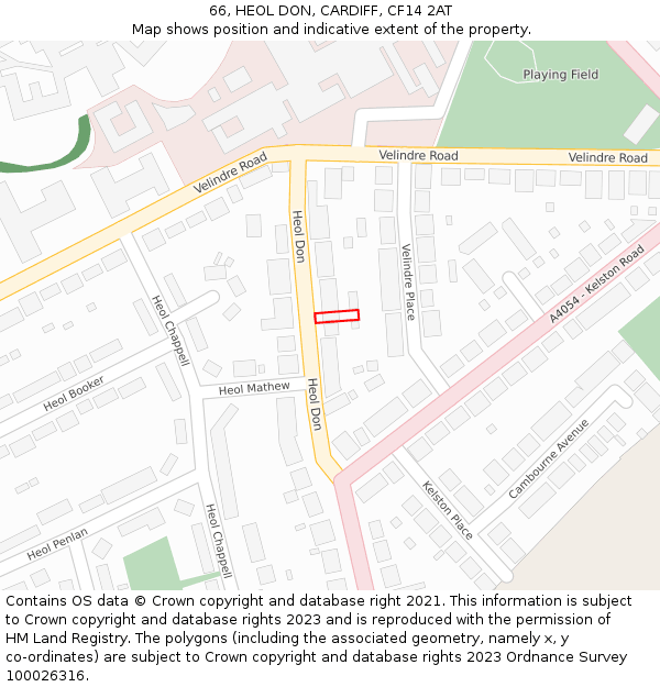 66, HEOL DON, CARDIFF, CF14 2AT: Location map and indicative extent of plot