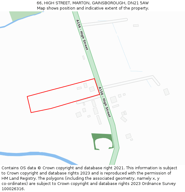 66, HIGH STREET, MARTON, GAINSBOROUGH, DN21 5AW: Location map and indicative extent of plot