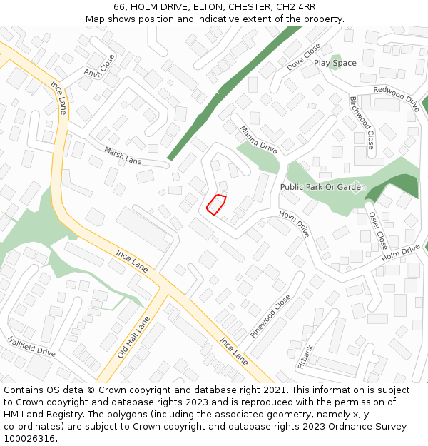 66, HOLM DRIVE, ELTON, CHESTER, CH2 4RR: Location map and indicative extent of plot