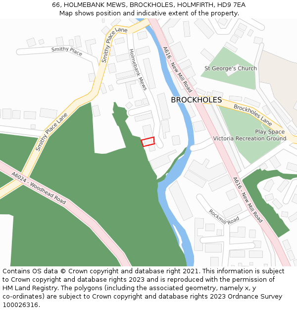 66, HOLMEBANK MEWS, BROCKHOLES, HOLMFIRTH, HD9 7EA: Location map and indicative extent of plot