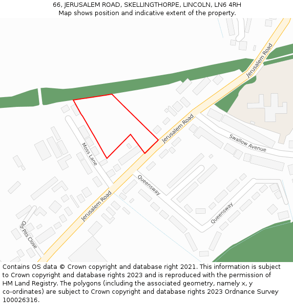 66, JERUSALEM ROAD, SKELLINGTHORPE, LINCOLN, LN6 4RH: Location map and indicative extent of plot