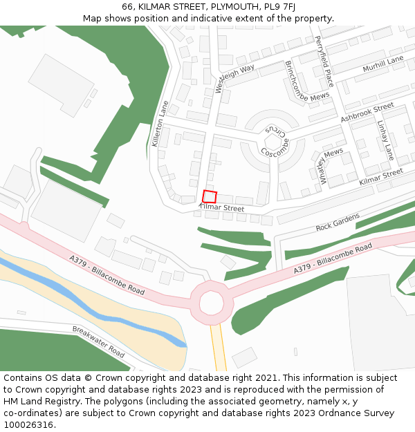 66, KILMAR STREET, PLYMOUTH, PL9 7FJ: Location map and indicative extent of plot