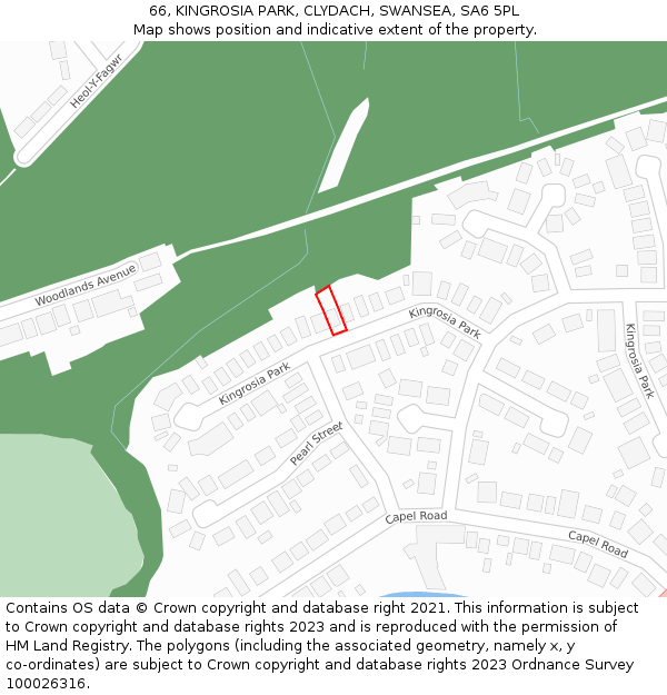 66, KINGROSIA PARK, CLYDACH, SWANSEA, SA6 5PL: Location map and indicative extent of plot