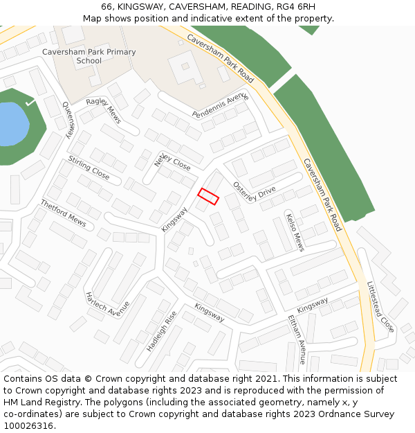 66, KINGSWAY, CAVERSHAM, READING, RG4 6RH: Location map and indicative extent of plot