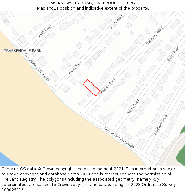 66, KNOWSLEY ROAD, LIVERPOOL, L19 0PG: Location map and indicative extent of plot