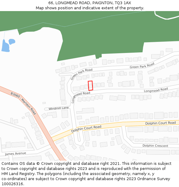 66, LONGMEAD ROAD, PAIGNTON, TQ3 1AX: Location map and indicative extent of plot