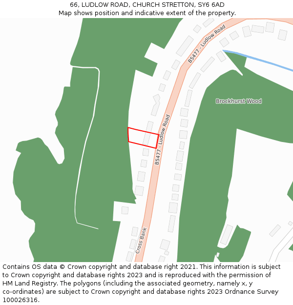 66, LUDLOW ROAD, CHURCH STRETTON, SY6 6AD: Location map and indicative extent of plot