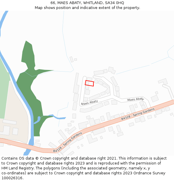 66, MAES ABATY, WHITLAND, SA34 0HQ: Location map and indicative extent of plot