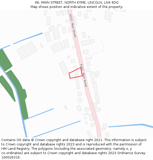 66, MAIN STREET, NORTH KYME, LINCOLN, LN4 4DG: Location map and indicative extent of plot