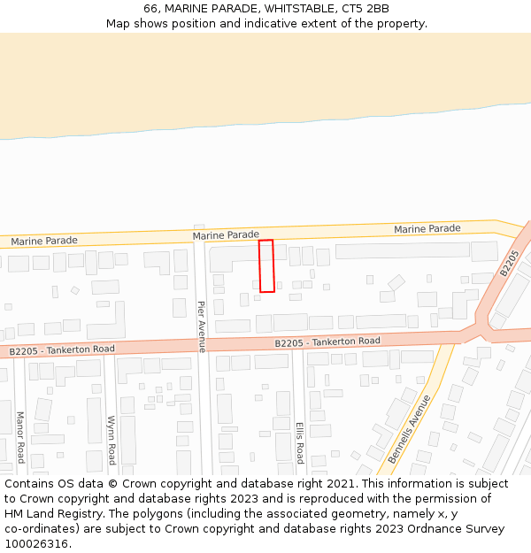 66, MARINE PARADE, WHITSTABLE, CT5 2BB: Location map and indicative extent of plot