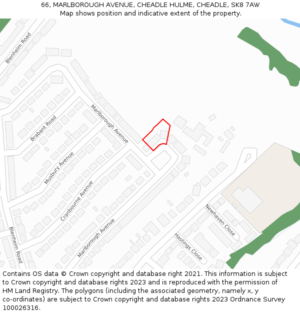66, MARLBOROUGH AVENUE, CHEADLE HULME, CHEADLE, SK8 7AW: Location map and indicative extent of plot