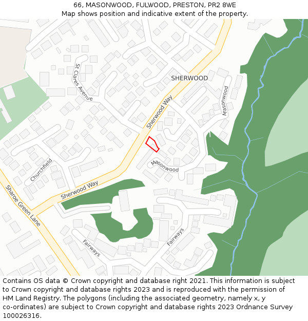 66, MASONWOOD, FULWOOD, PRESTON, PR2 8WE: Location map and indicative extent of plot