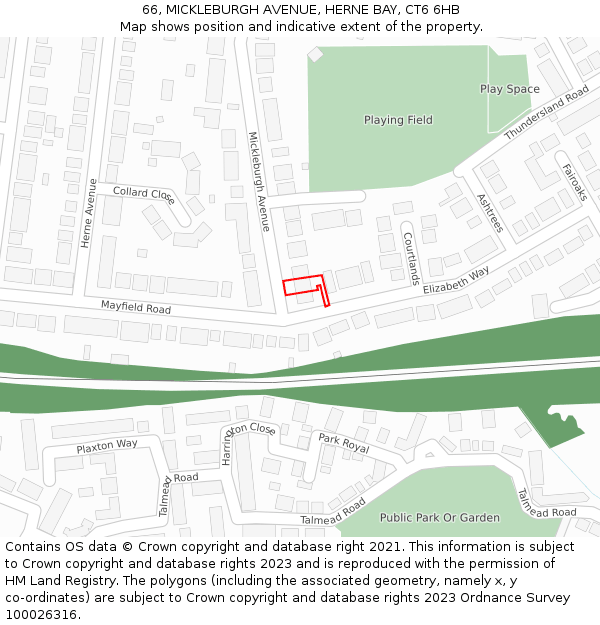 66, MICKLEBURGH AVENUE, HERNE BAY, CT6 6HB: Location map and indicative extent of plot