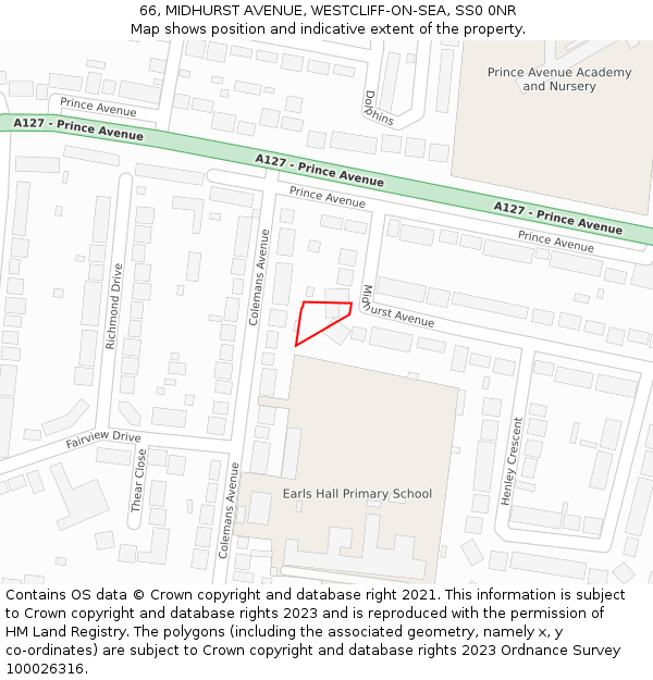 66, MIDHURST AVENUE, WESTCLIFF-ON-SEA, SS0 0NR: Location map and indicative extent of plot