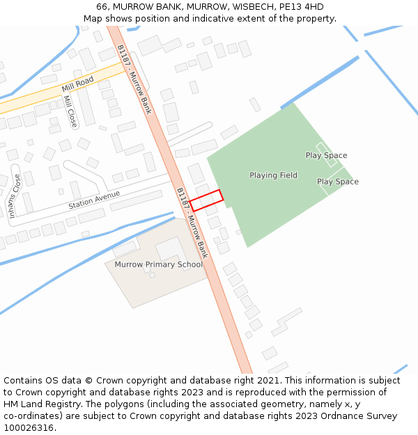 66, MURROW BANK, MURROW, WISBECH, PE13 4HD: Location map and indicative extent of plot