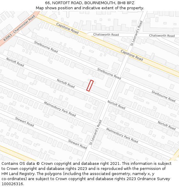 66, NORTOFT ROAD, BOURNEMOUTH, BH8 8PZ: Location map and indicative extent of plot