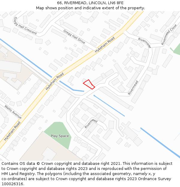 66, RIVERMEAD, LINCOLN, LN6 8FE: Location map and indicative extent of plot