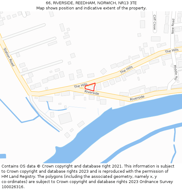 66, RIVERSIDE, REEDHAM, NORWICH, NR13 3TE: Location map and indicative extent of plot