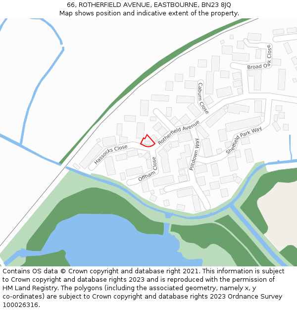 66, ROTHERFIELD AVENUE, EASTBOURNE, BN23 8JQ: Location map and indicative extent of plot