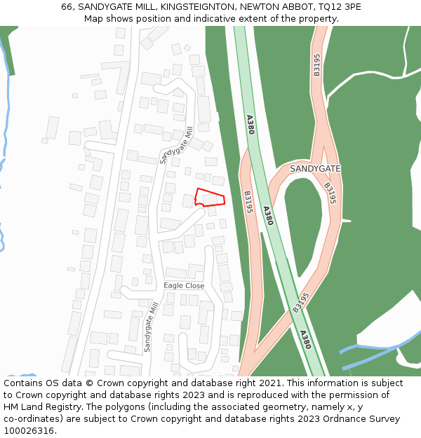 66, SANDYGATE MILL, KINGSTEIGNTON, NEWTON ABBOT, TQ12 3PE: Location map and indicative extent of plot