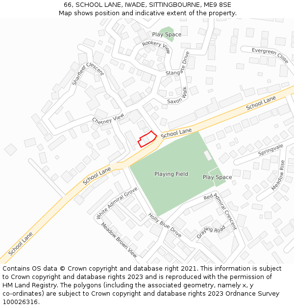 66, SCHOOL LANE, IWADE, SITTINGBOURNE, ME9 8SE: Location map and indicative extent of plot