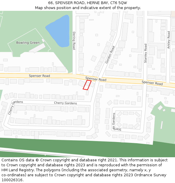 66, SPENSER ROAD, HERNE BAY, CT6 5QW: Location map and indicative extent of plot