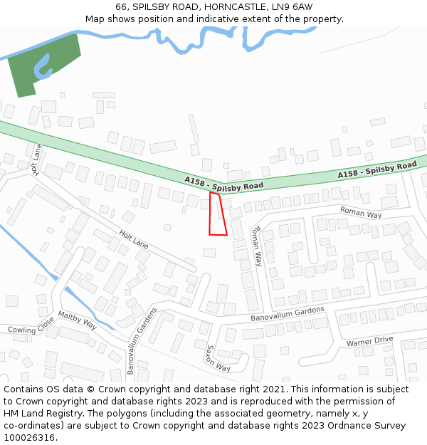 66, SPILSBY ROAD, HORNCASTLE, LN9 6AW: Location map and indicative extent of plot