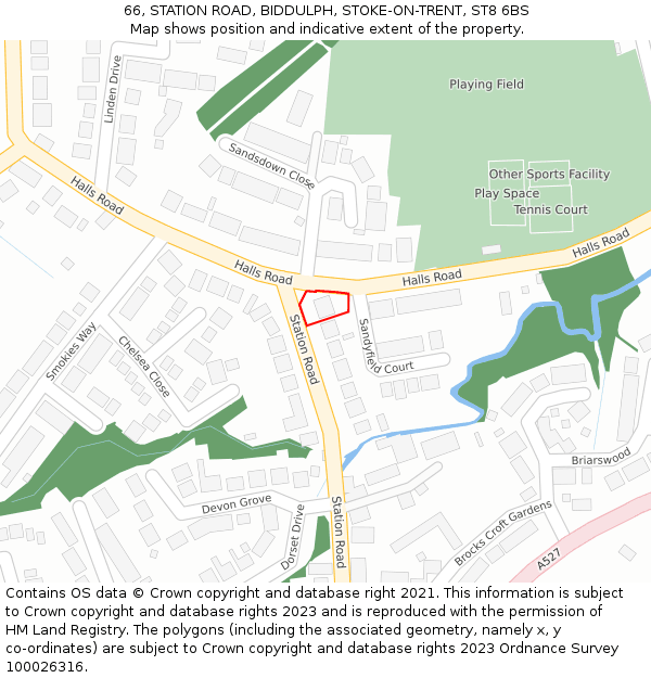 66, STATION ROAD, BIDDULPH, STOKE-ON-TRENT, ST8 6BS: Location map and indicative extent of plot