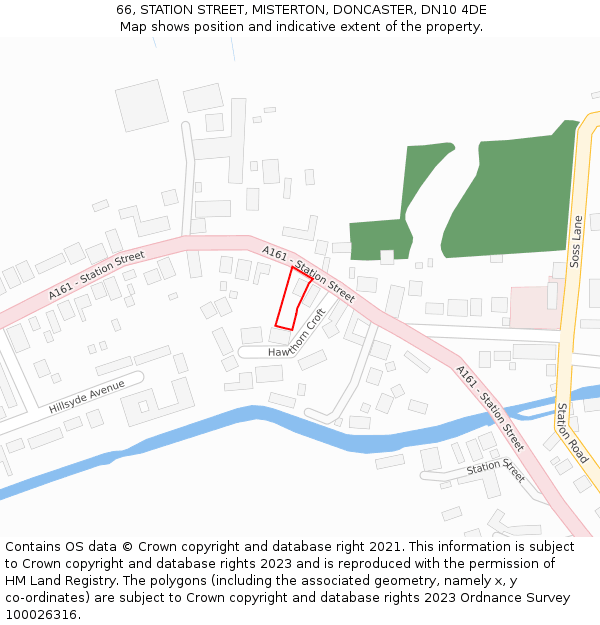 66, STATION STREET, MISTERTON, DONCASTER, DN10 4DE: Location map and indicative extent of plot