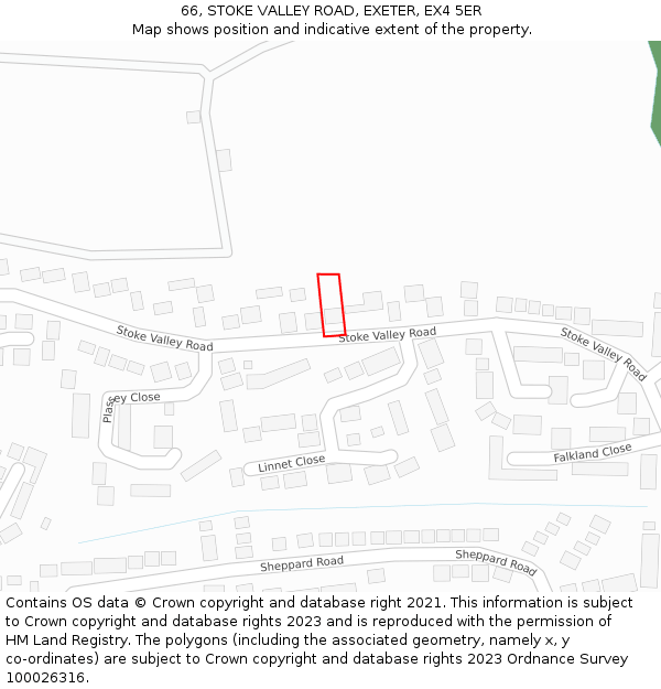 66, STOKE VALLEY ROAD, EXETER, EX4 5ER: Location map and indicative extent of plot