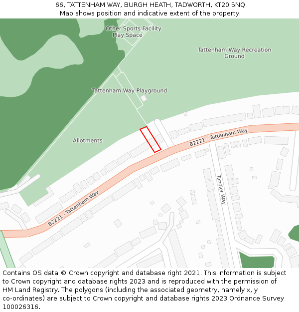 66, TATTENHAM WAY, BURGH HEATH, TADWORTH, KT20 5NQ: Location map and indicative extent of plot