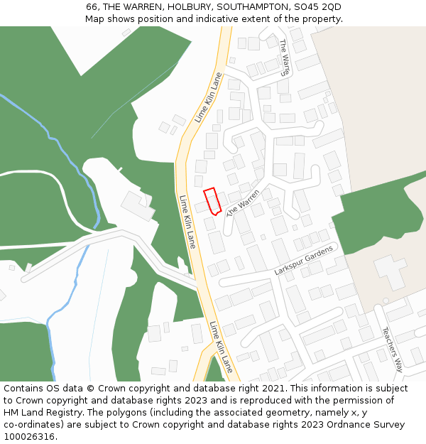 66, THE WARREN, HOLBURY, SOUTHAMPTON, SO45 2QD: Location map and indicative extent of plot