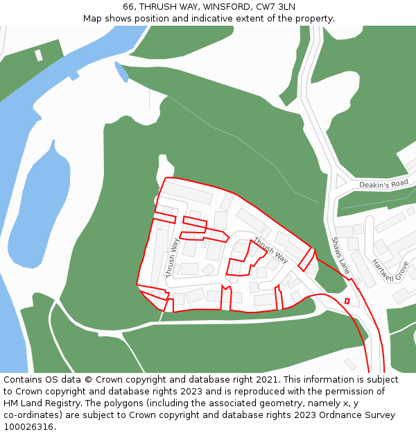 66, THRUSH WAY, WINSFORD, CW7 3LN: Location map and indicative extent of plot