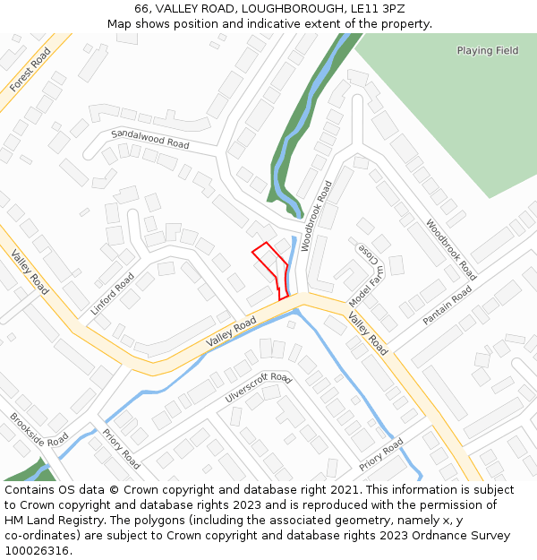 66, VALLEY ROAD, LOUGHBOROUGH, LE11 3PZ: Location map and indicative extent of plot