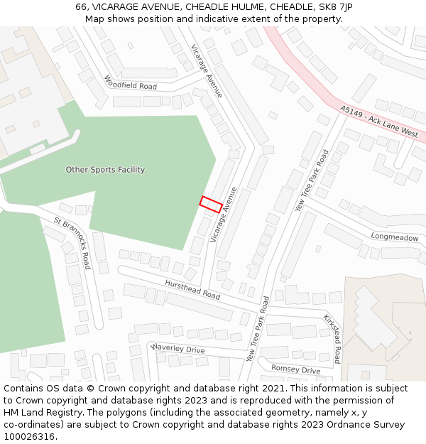66, VICARAGE AVENUE, CHEADLE HULME, CHEADLE, SK8 7JP: Location map and indicative extent of plot